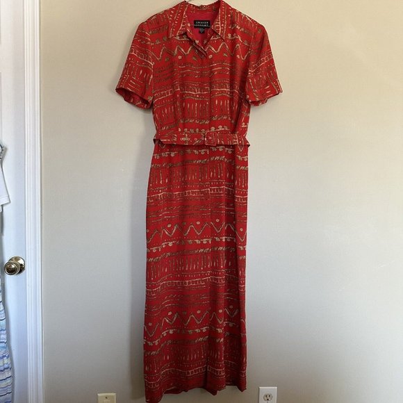 Spencer Jeremy 100% silk red summer dress belted size 12 - Picture 1 of 11